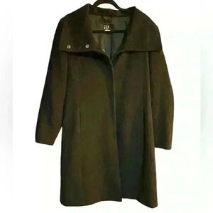 GAP Medium Wool/Nylon/Cashmere Black Snap Ons Shawl Collar Coat A-Shape Jacket